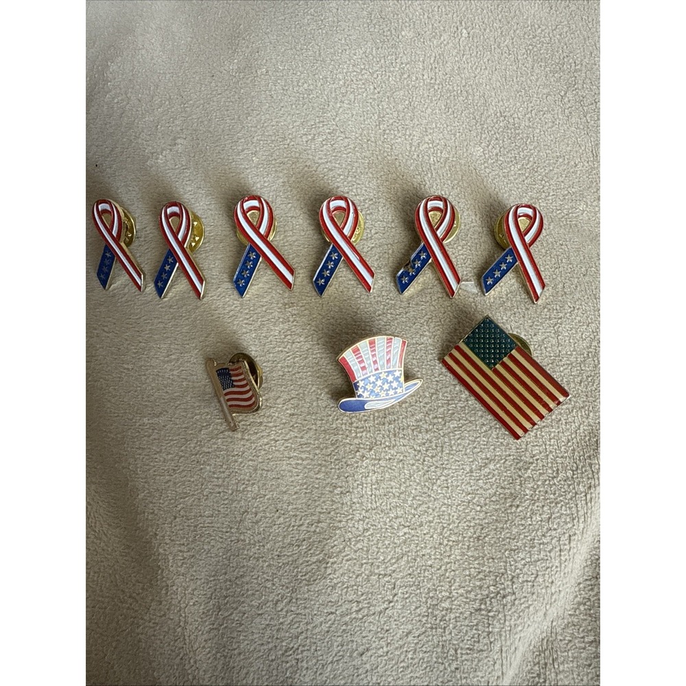 Uncle Sam's Top Hat Lapel Pin Red White‎ & Blue Stars Stripes Patriotic 4322